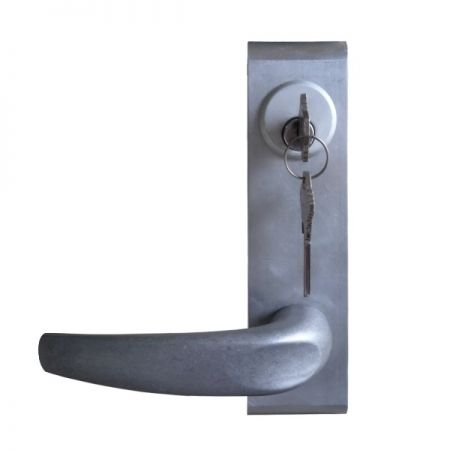 Lever Escutcheon out trim for ED-700PV, ED-910PV, ED-930PV series exit device with vertical rod - Key locks and unlocks escutcheon lever trim for vertical rod exit device