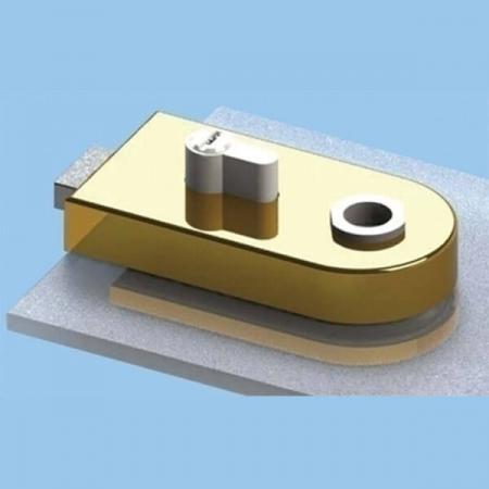 Glass Patch Lock com trava megnética, tipo cilindro Euro - Fechadura de porta de vidro com trava magnética e tampa de raio