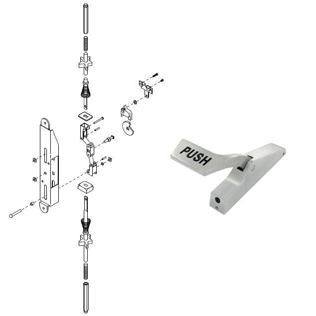 Push Paddle Panic Exit Device with concealed vertical rod Door Closer