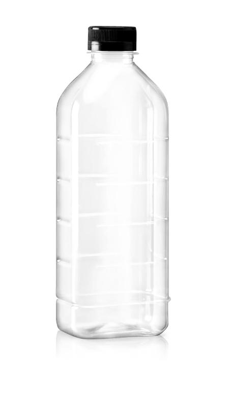 Botellas PET Serie 38mm(85-1004) - Botella PET estilo rectangular de 1000 ml para envasado de bebidas frías con Certificación FSSC, HACCP, ISO22000, IMS, BV