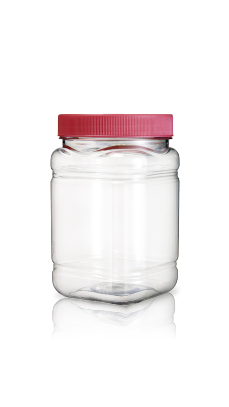 PET 89mm Series Wide Mouth Jar (D854) - 900 ml PET Square Jar with Certification FSSC, HACCP, ISO22000, IMS, BV