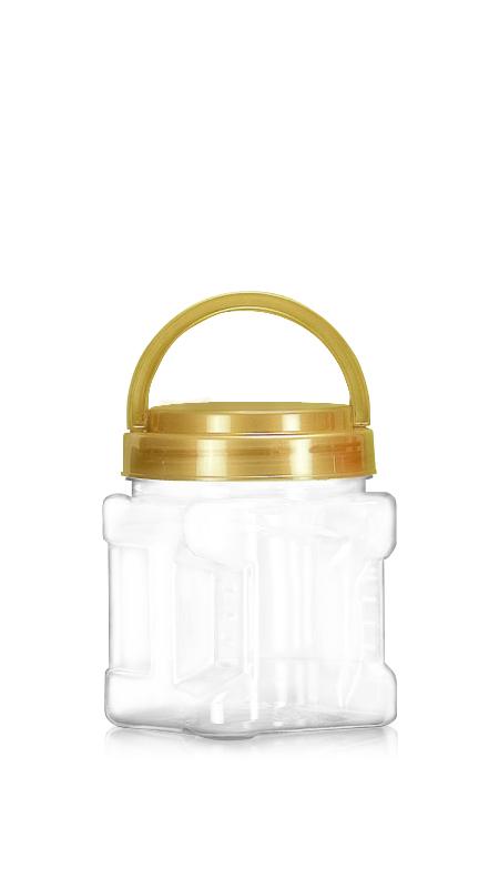 PET 89mm Series Wide Mouth Jar (D574) - 570 ml PET Square Grip Jar with Certification FSSC, HACCP, ISO22000, IMS, BV