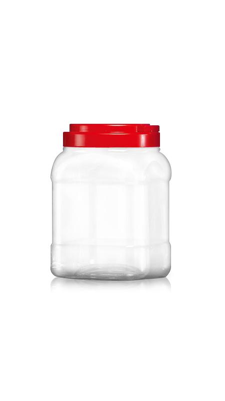 PET 120mm Series Wide Mouth Jar (J1204) - 2400 ml PET Square Jar with Certification FSSC, HACCP, ISO22000, IMS, BV