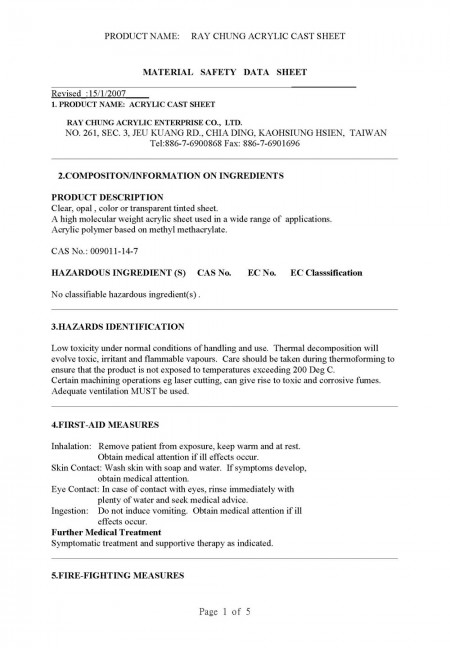 Material Safety Data Sheet (CAS No.: 009011-14-8) Page 1