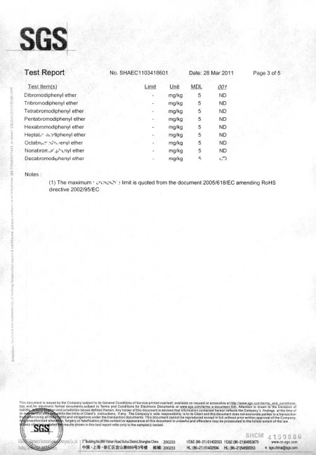 SGS Test Report (No. SP11-007681-SH) Page 3