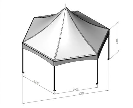 六角形のイベントテント/ウェディングテント/スタイリングテント - ヘキサゴンガゼボクロスケーブルテント