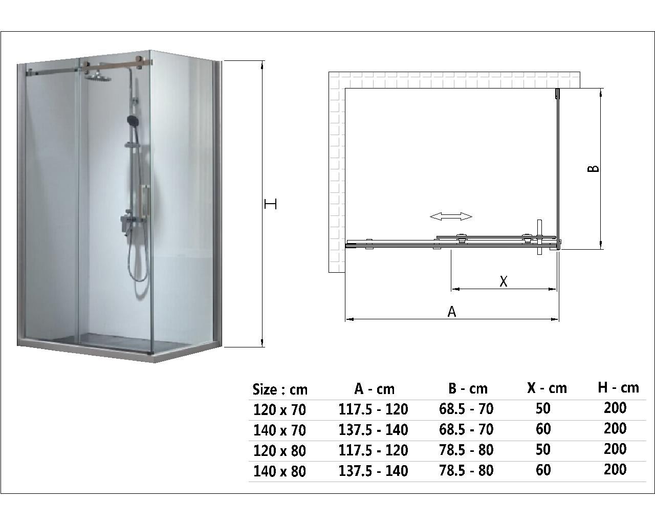 Atman Roller Shower Enclosures One Sliding Door With 8mm Tempered Glass Chromed Profile Polishing Stainless Steel Roller System And Handle Aluminium Extrusion Profile Manufacturer Atman