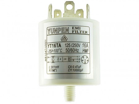 Fast-on Terminal Household Applications Filters YT-TA-M8 - Compact easy to mount cylindrical filter.