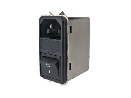 Fast-on Terminal Power Entry Module Filters YQ-A1-S3 - All new Power entry model filters with compact size in no flange but latch assembly structure.  3-in-1 design with IEC inlet, a mains filter with dual-fuse holder and a 2-pole rocker switch.