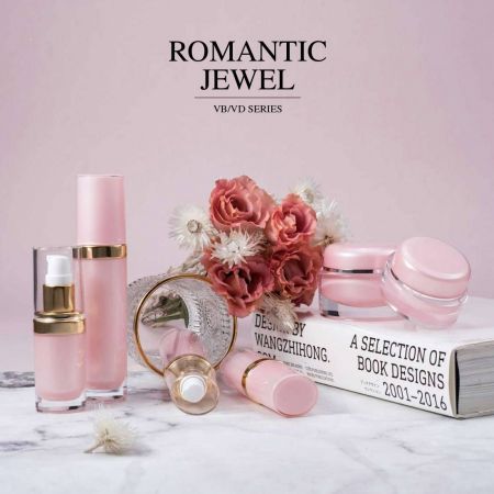 Joya romántica (envase acrílico de lujo para cosméticos y cuidado de la piel con forma ovalada)