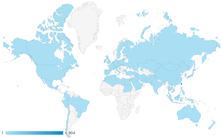 近三個月共有 75 個國家訪客