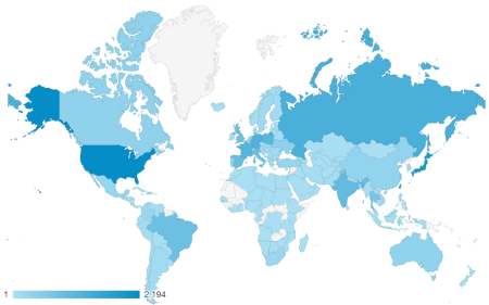 近三個月共有 164 個國家訪客