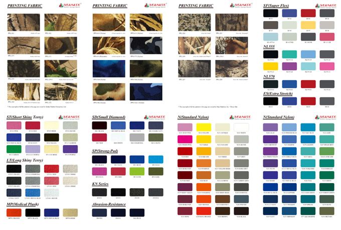 Nam Liong fournit 100 à 200 couleurs de tissus pour accompagner les feuilles de néoprène afin de créer les meilleures couleurs pour votre produit.