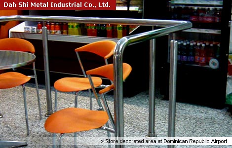 Dah Shi stainless steel railing fitting is used in store decorated area at Dominican Republic Airport