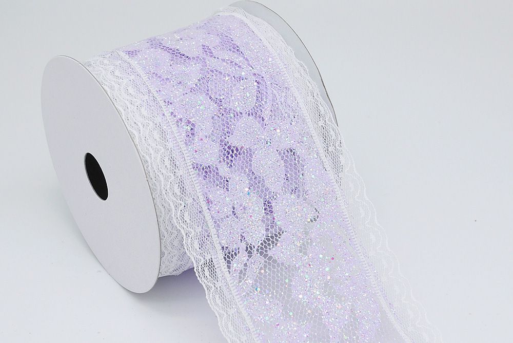 Iridescent Glitter Lace Ribbon Supply 