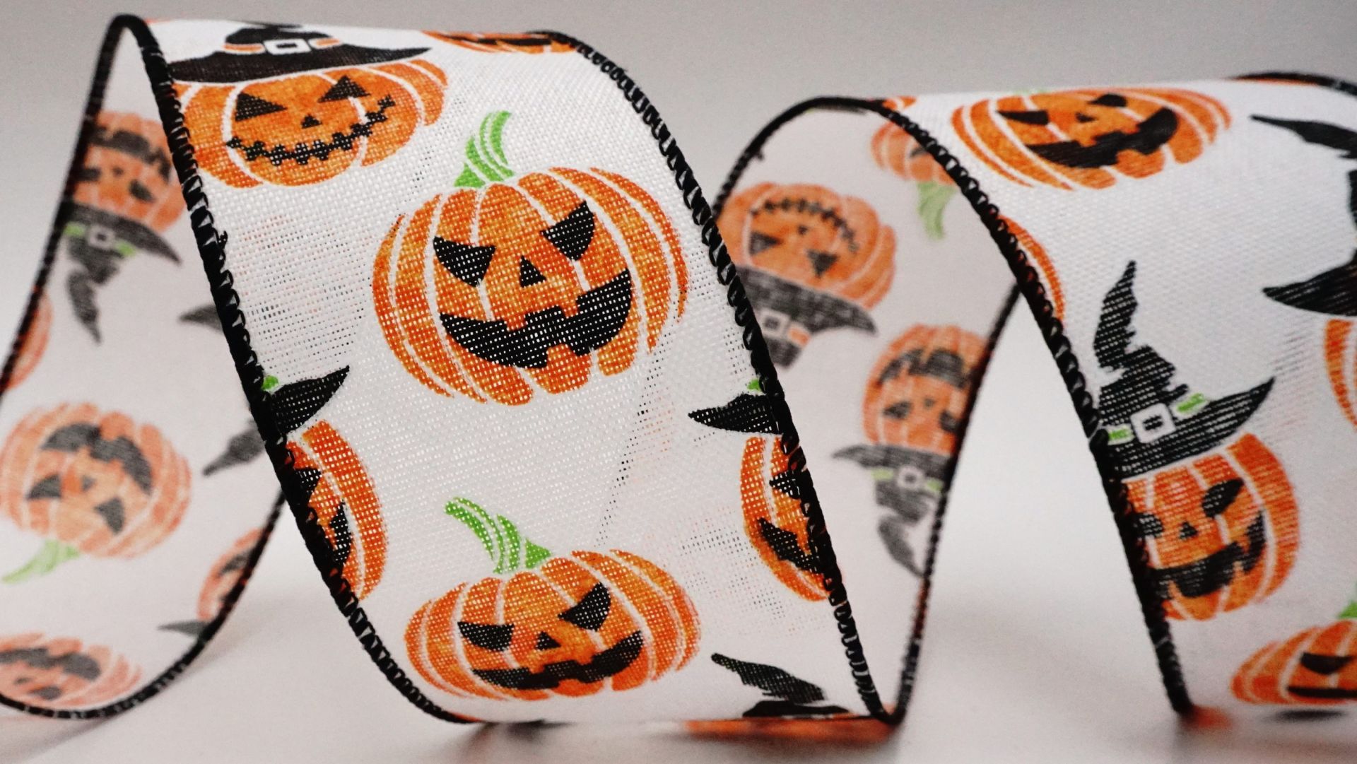 15mm or 25mm Halloween Sheer Organza Satin Ribbon Ghost Pumpkin Roll Skulls Boo 