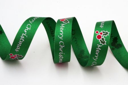 Merry Christmas & Holly Berries Ribbon - Merry Christmas & Holly Berries Ribbon