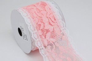 亮粉蕾絲鑲邊織帶 - 蕾絲邊織帶 (L597)