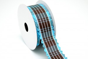 格子織帶結合蔥紗造型 - 格紋壓花邊織帶 (AA300)