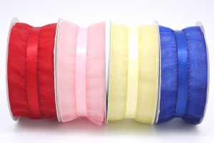 皱褶感雪纱结合缎面织带 - 织带(K1322A)
