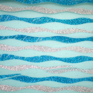 Органзова тканина з двокольоровим принтом хвиль з блискітками - Органзова тканина з двокольоровим принтом хвиль з блискітками