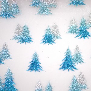 Tri-colored Christmas Trees Organza Fabric - Tri-colored Christmas Trees Organza Fabric