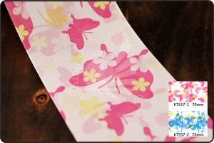 70 mm lint met vlinder- en bloemenprint - 70 mm lint met vlinder- en bloemenprint