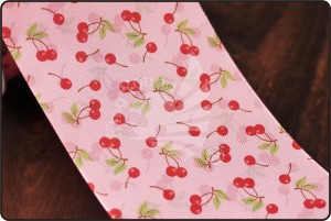 70mm Cherry Print Pink Ribbon - 70mm Cherry Print Pink Ribbon