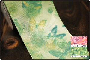 Nastro con stampa di farfalle e fiori vintage da 70 mm - Nastro con stampa di farfalle e fiori vintage da 70 mm