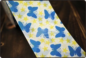 Nastro con stampa di farfalle e stelle da 70 mm - Nastro con stampa di farfalle e stelle da 70 mm