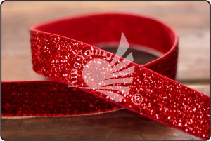 Solid Color Metallic Looped Ribbon - Red Glitter Ribbon (K1029)