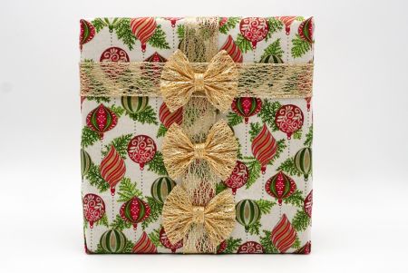 3 Two-Loops Gold Mesh Ribbon Box Bow - 3 Two-Loops Gold Mesh Ribbon Box Bow