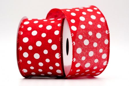 Random Polka Dots Ribbon_red faux burlap