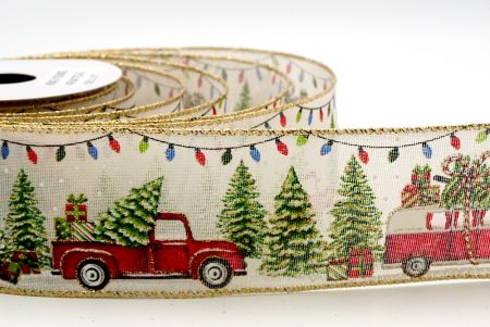 Red Truck with gifts Ribbon_natural