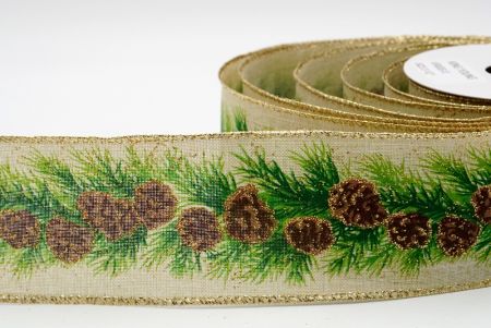 Pinecones branches Ribbon/GOLD