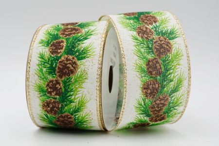 Pinecones branches Ribbon/IVORY