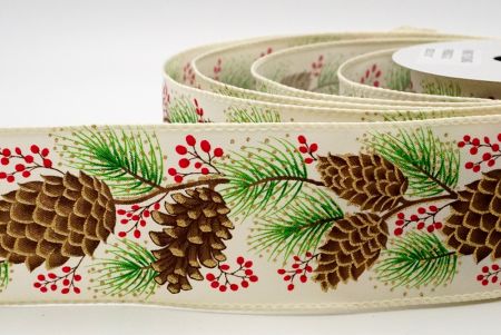 Pinecones with leaves Ribbon/IVROY