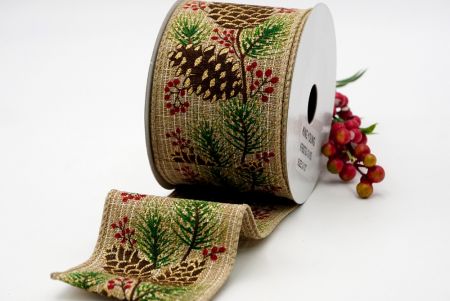 Pinecones with leaves Ribbon/NATURAL