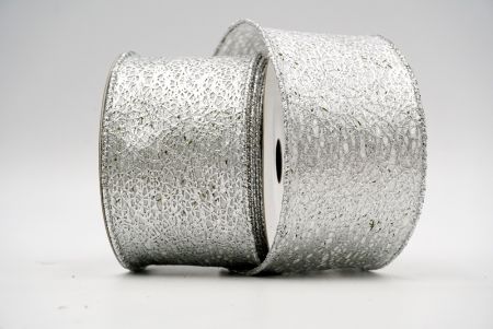 Interwined Metallic Foil Stripes Wire Ribbon_silver