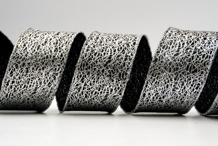 Interwined Metallic Foil Stripes Wire Ribbon_black