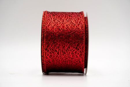 Interwined Metallic Foil Stripes Wire Ribbon_red