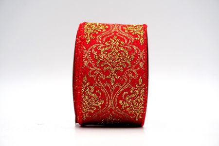 Red Gold Glitter Floral Pattern Ribbon_KF6992GC-7-7
