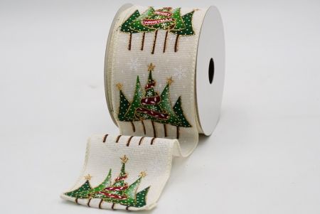 Ivory Christmas Trees group with Décor Ribbon_KF7035GC-2-2