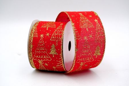 Red Gold Different Christmas Trees Ribbon_KF7097G-7G