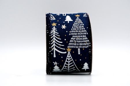 Navy Thin Plain Weave Christmas Trees Styles Ribbon_KF7099GC-4-4