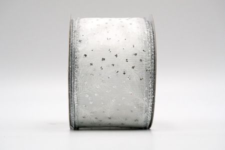 White Sheer Silver Glitter Spruce Ribbon_KF7151G-1S