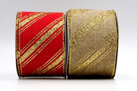 Design Stripes Ribbon - Gold Glitter Stripes Ribbon_KF7193