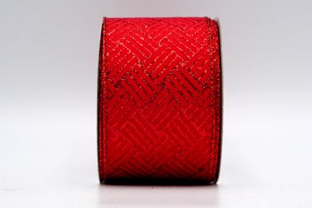 Red Satin with Red Glitter Lines Pattern Ribbon_KF7208GR-7R