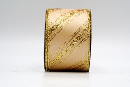 Natural Satin Gold Glitter Stripes Ribbon_KF7221G-13