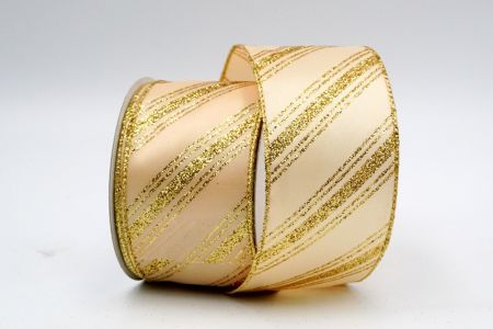 Natural Satin Gold Glitter Stripes Ribbon_KF7221G-13